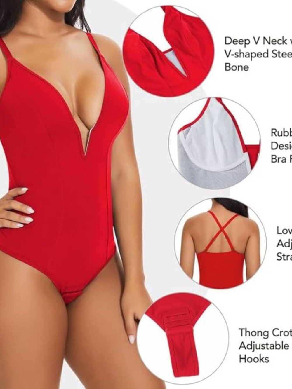 SHAPERIN Women's Deep V Neck Bodysuit